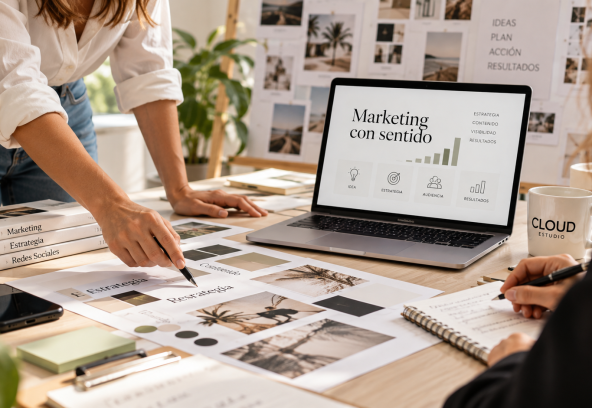 Sesión creativa de estrategia y marketing